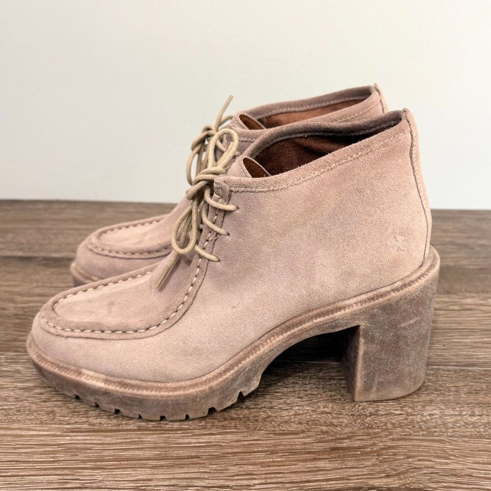 Lucky Brand Hollia Suede Ankle Boots Lug Heel Lace Up Taupe Women's 9M - Picture 7 of 12